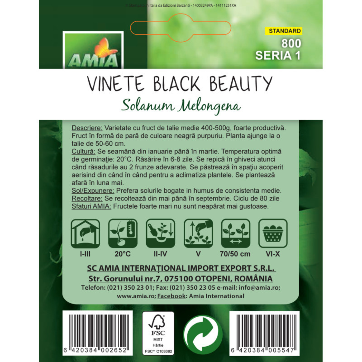 Seminte de vinete Black Beauty Amia, 2 g [1]