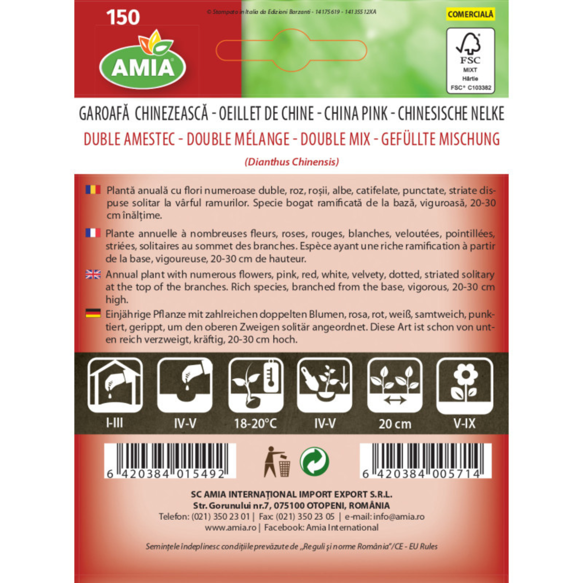 Seminte flori Amia Garoafa chinezeasca flori mari duble 1 g [1]