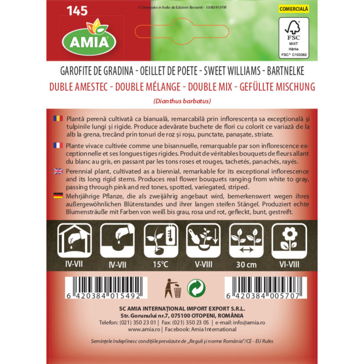 Seminte flori Garofite de gradina duble amestec 1,5 g [1]