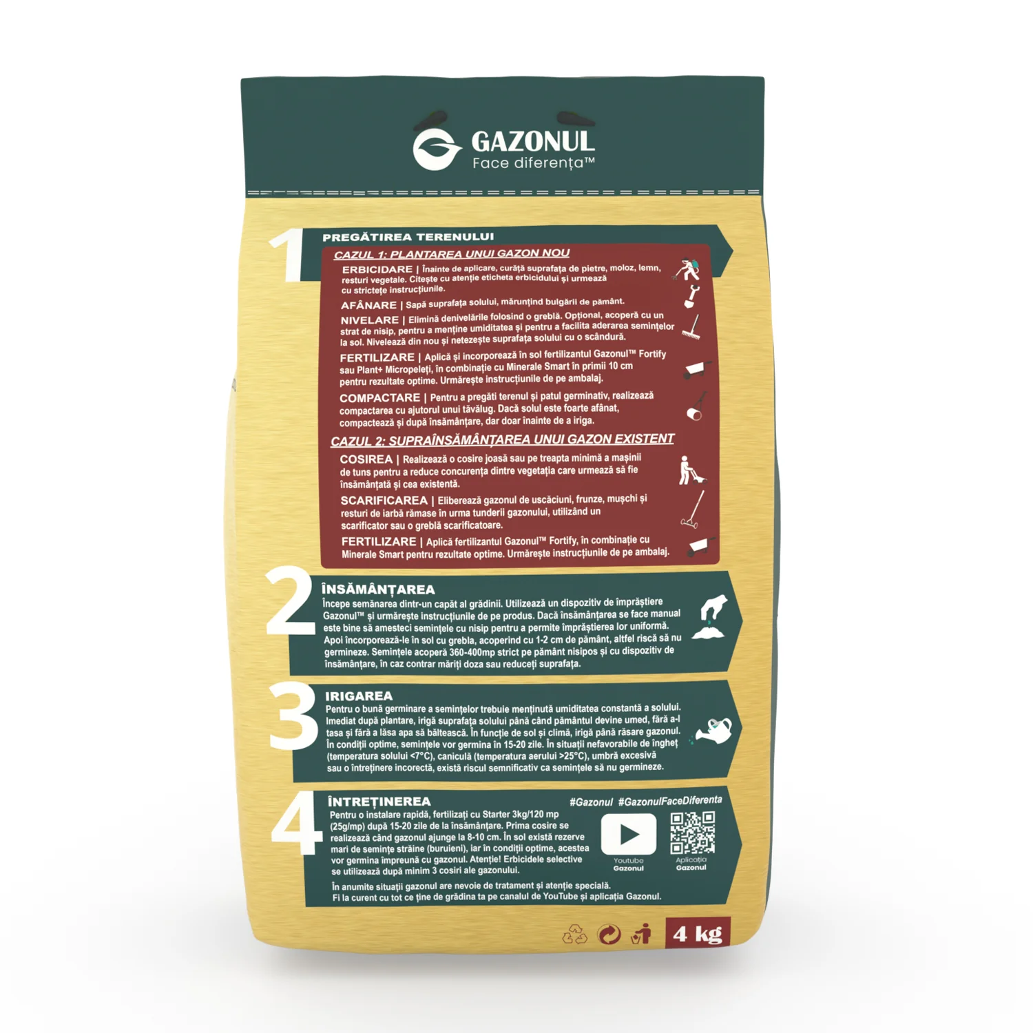 Seminte Gazon Practic pentru trafic, regenerare rapida si crestere lenta, 4 KG [3]