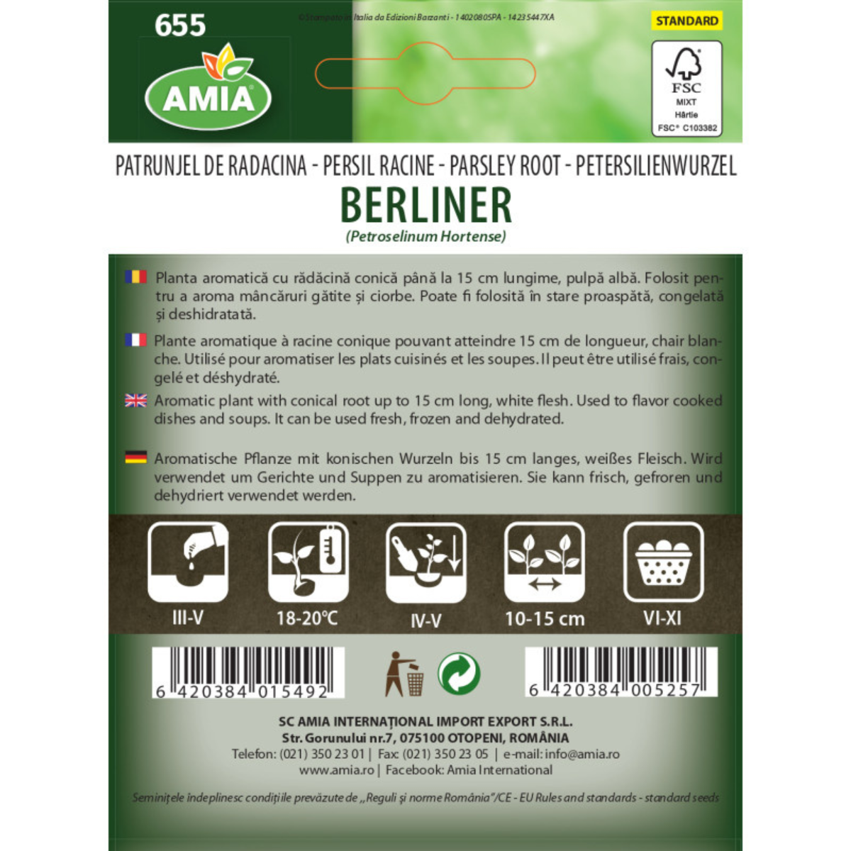 Seminte patrunjel de radacina Amia Berliner 5 g [1]