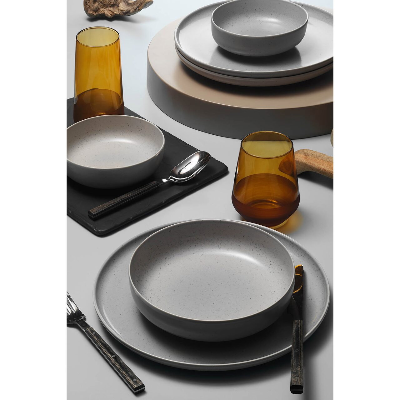 Serviciu de masa Kutahya Porselen Moderna Colore Matte, 24 piese, 6 persoane, portelan, gri mat [1]