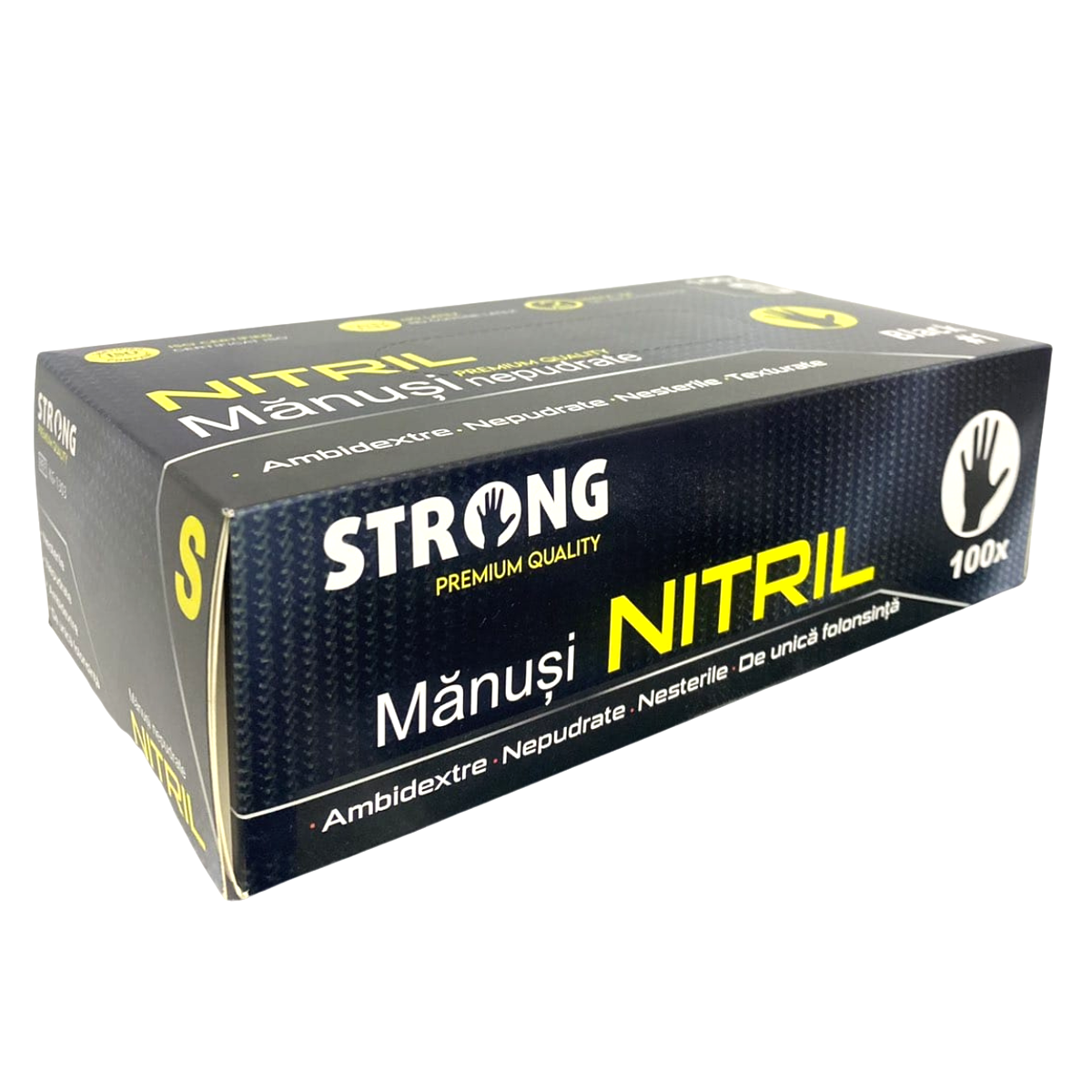Set 100 Manusi NITRIL, Ambidextre, Negre, Nepudrate, Nesterile, Marime S [1]