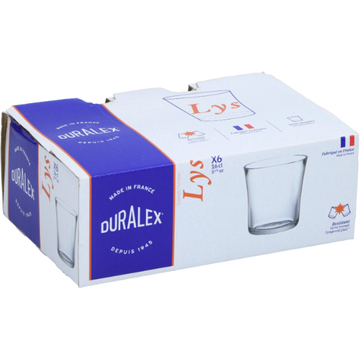 Set 6 pahare transparente, Duralex Lys, sticla rezistenta, 160 ml [1]