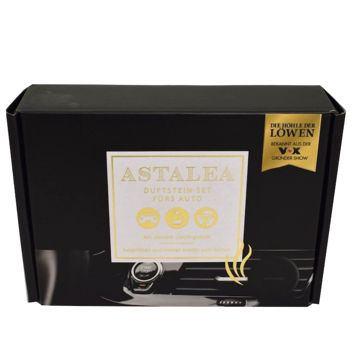 Set odorizant auto, ASTALEA, piatra speciala pentru grila auto, suport, si sticla pentru parfum, 3 piese [1]