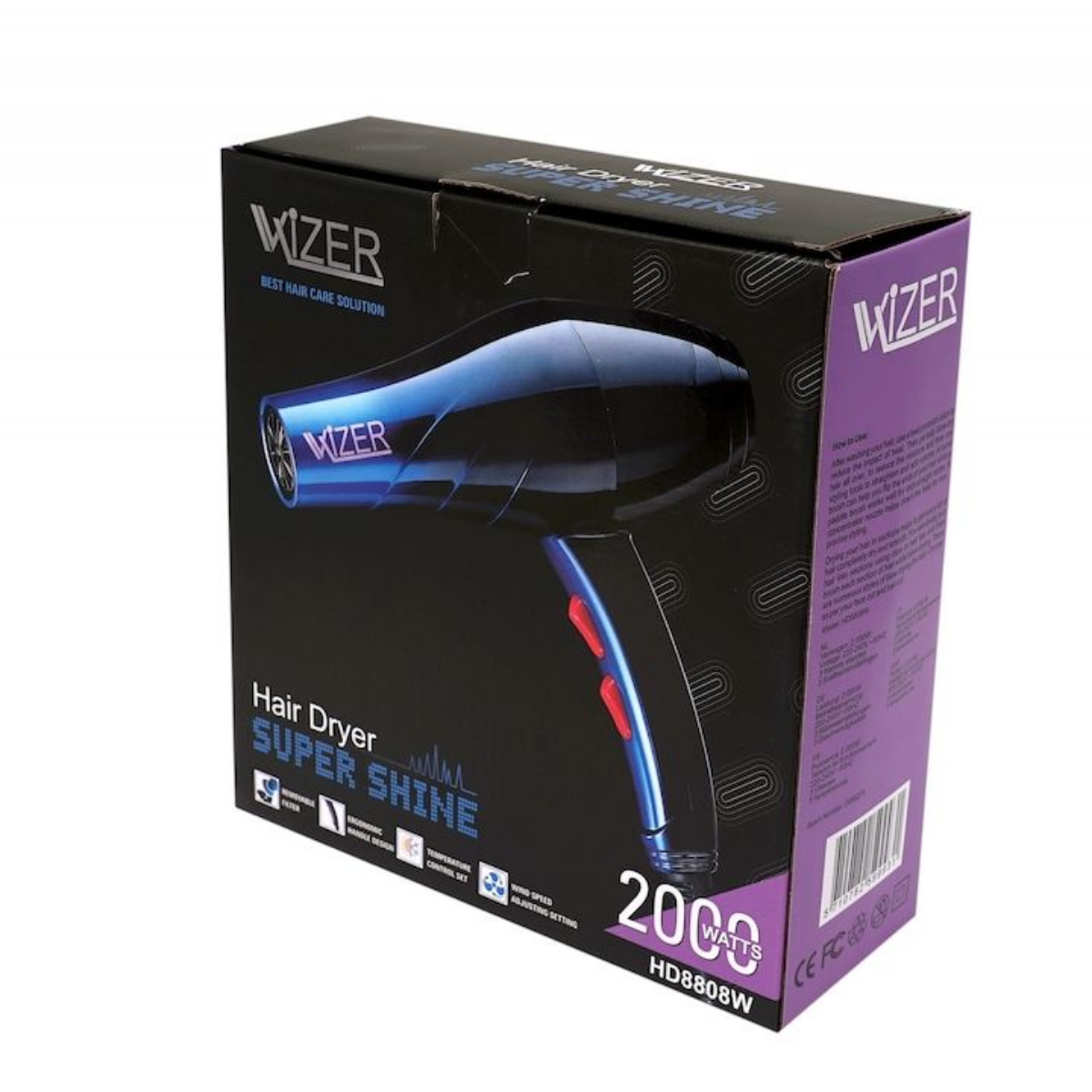 Uscator de par cu filtru Wizer, Negru, 2000W [1]