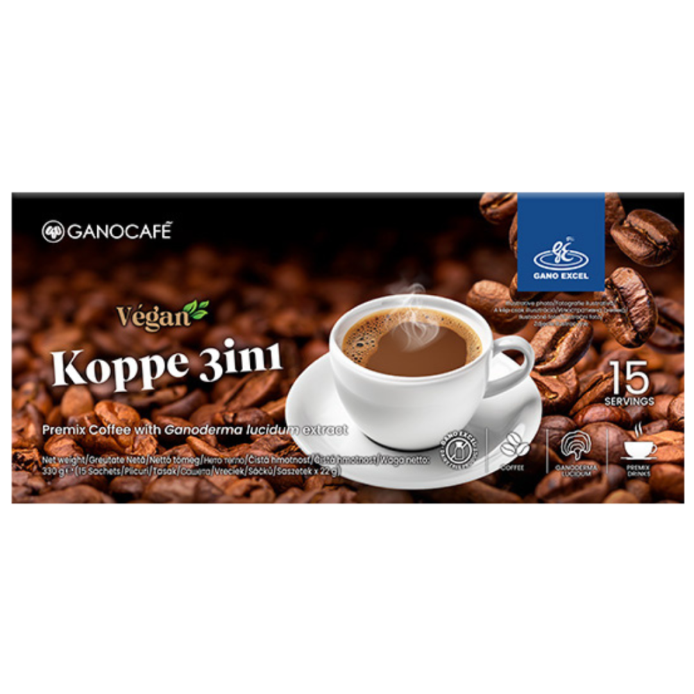 Cafea Ganocafe Vegan Koppe 3 in 1, 15 plicuri x 22 g [1]