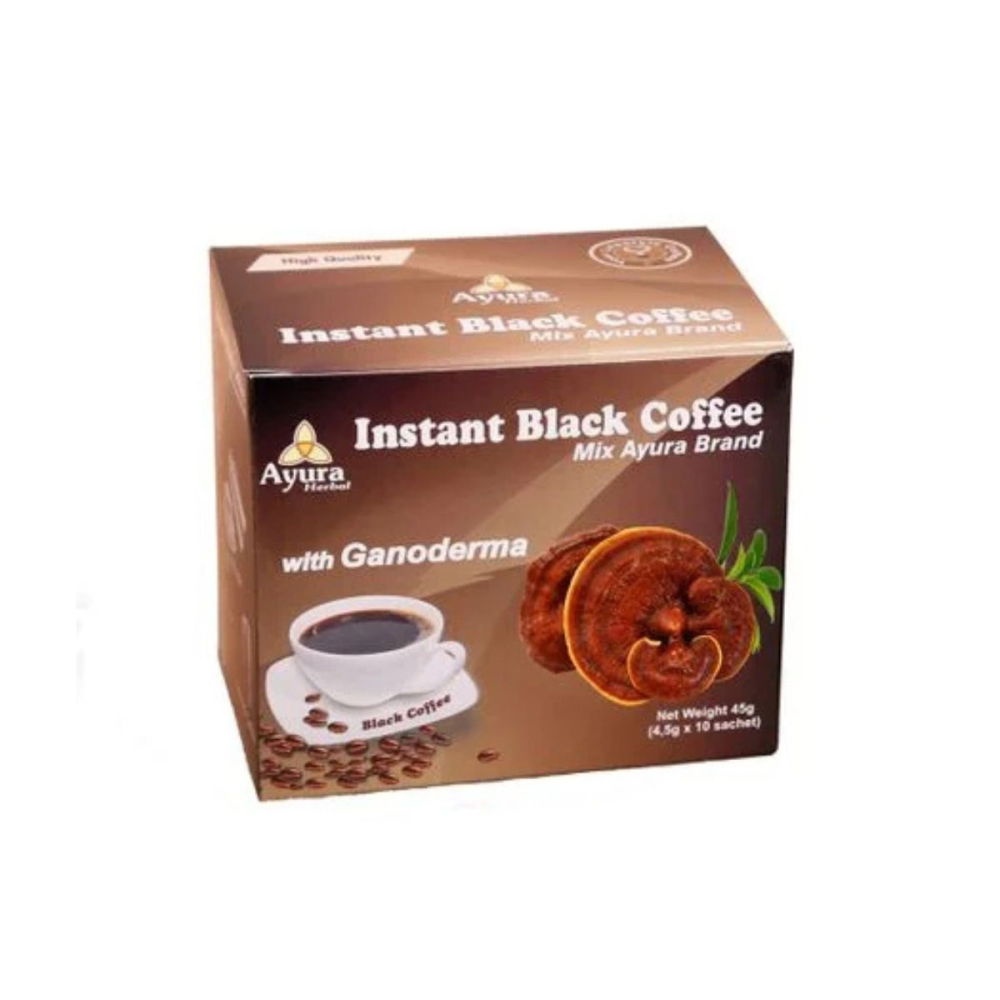 Cafea neagra instant Ayurda cu Ganoderma, 10 plicuri [1]