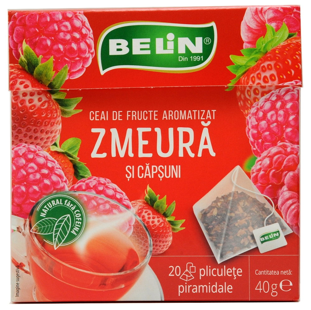 Ceai de Zmeura si Capsuni Belin, 20 plicuri piramidale, 40 gr [2]