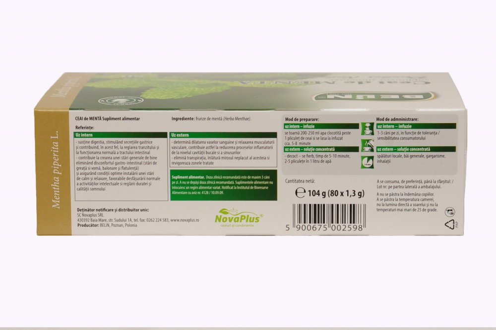Ceai menta Belin, 80 plicuri, 104 gr [2]