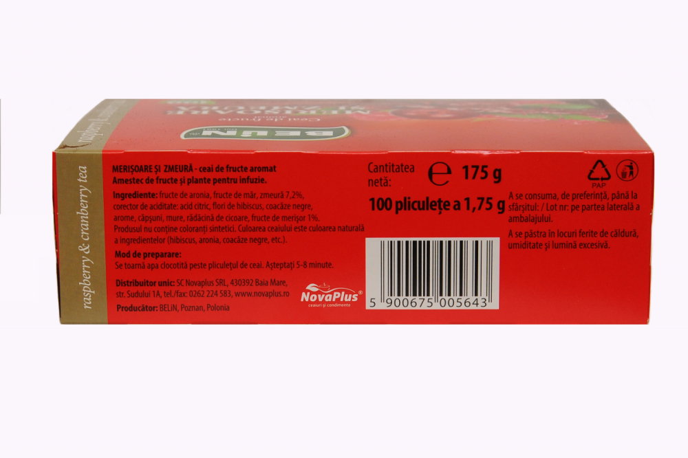 Ceai merisoare si zmeura Belin, 100 plicuri, 175gr [2]