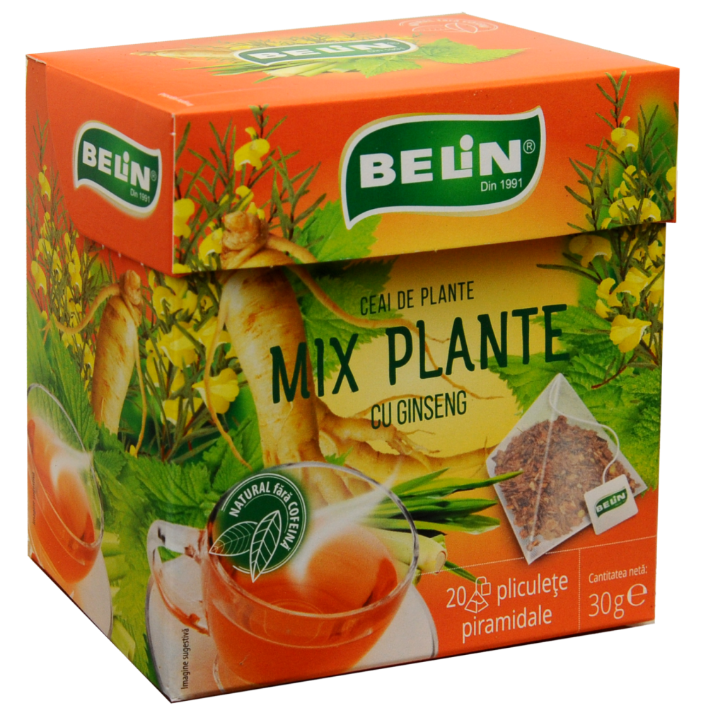 Ceai Mix Plante cu Ginseng Belin,  20 plicuri piramidale, 30 gr [1]