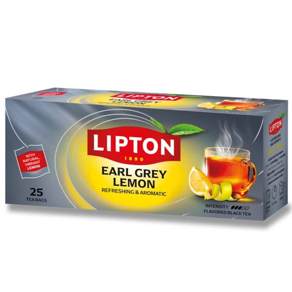 Ceai Negru Lipton Earl Grey Lemon, 25 plicuri/cutie, 50 g [1]