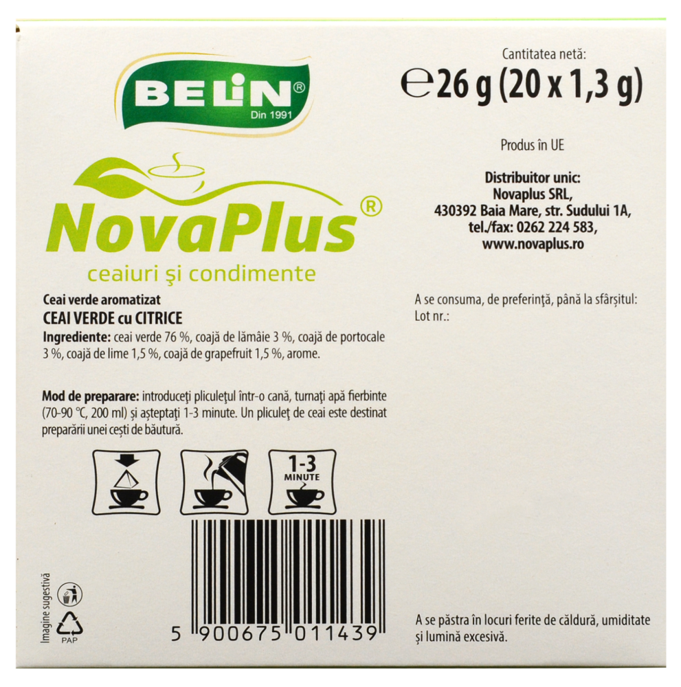 Ceai Verde cu Citrice Belin, 20 plicuri piramidale, 26 gr [4]