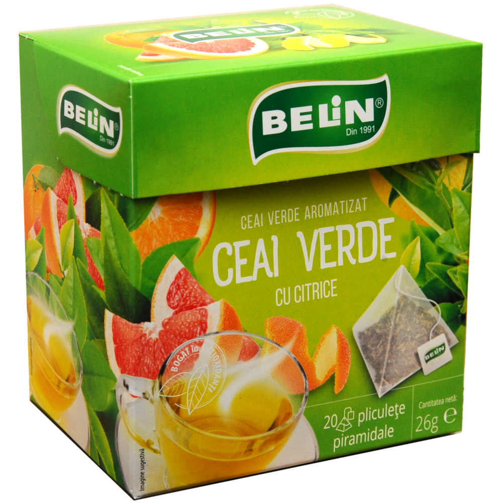 Ceai Verde cu Citrice Belin, 20 plicuri piramidale, 26 gr [1]