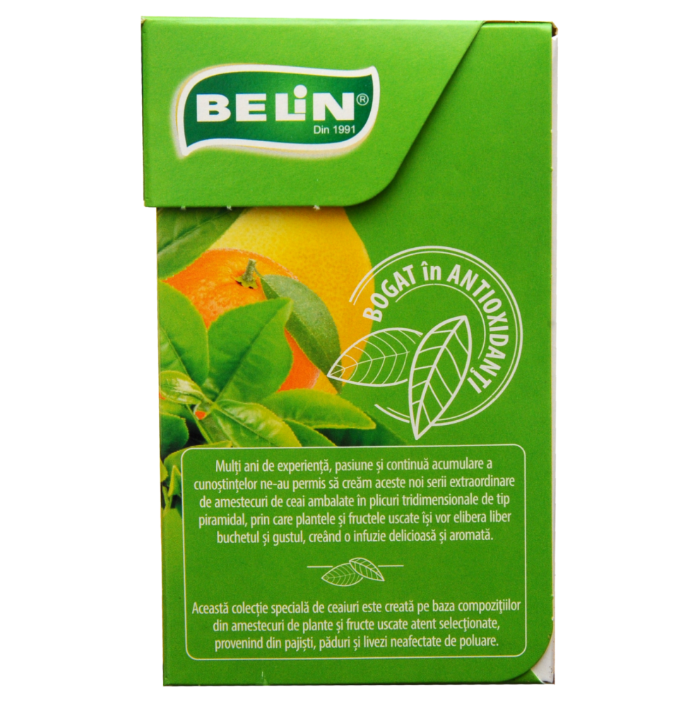 Ceai Verde cu Citrice Belin, 20 plicuri piramidale, 26 gr [3]