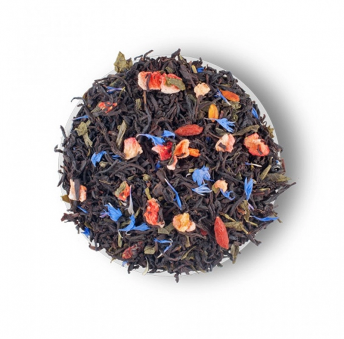 Splashes of champagne Amestec de ceai negru, ceai verde, capsuni și petale de albastrele de la Lovare [2]