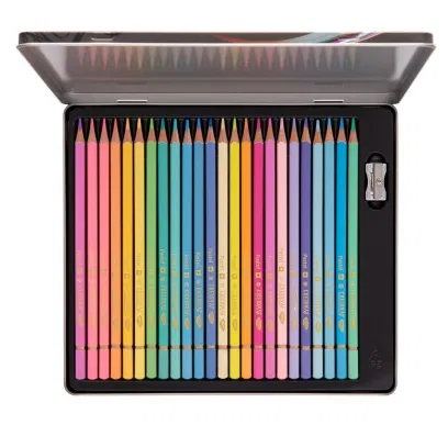 Creioane Colorate 24 CULORI PASTEL in cutie metalica - DACO [2]