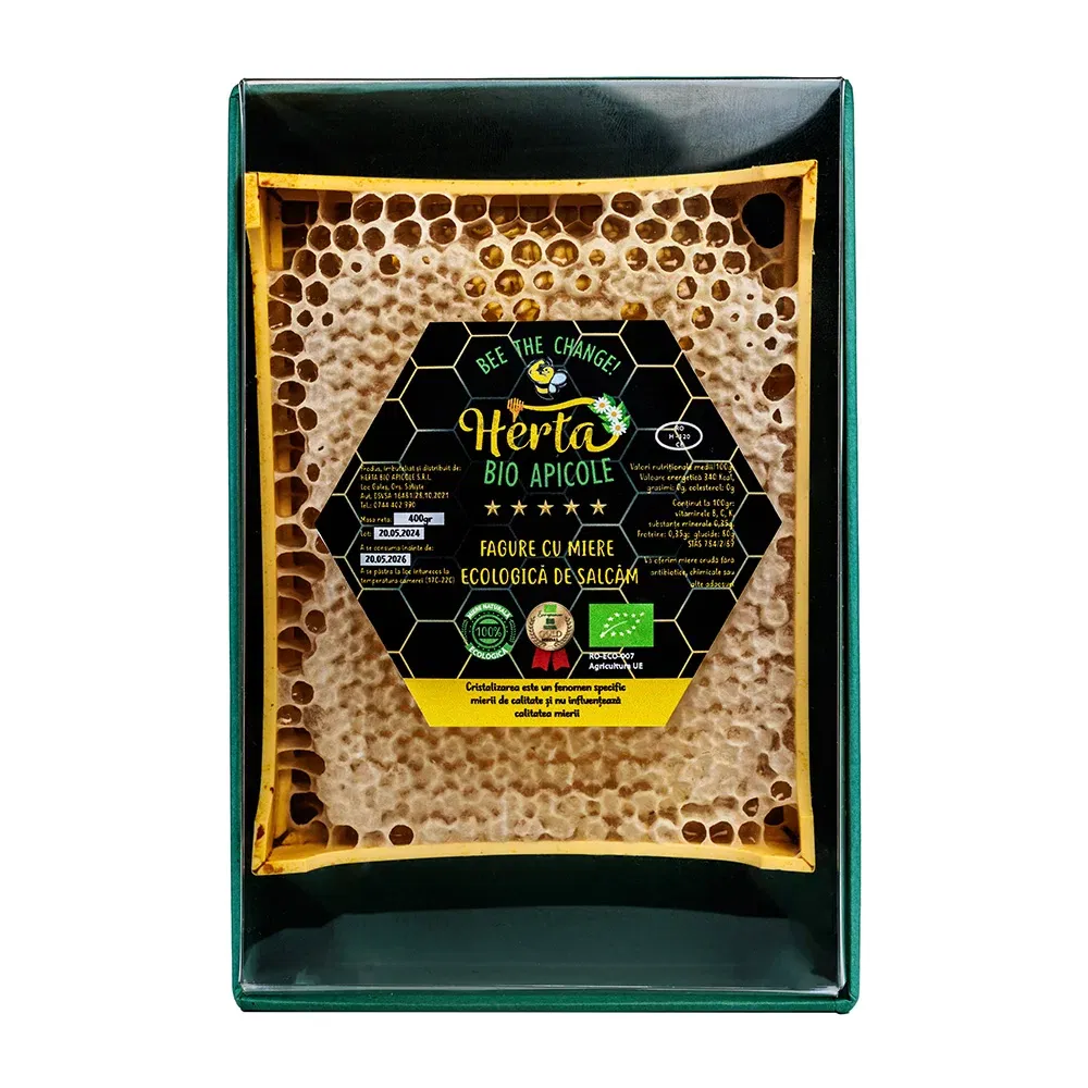 Fagure cu miere BIO de Salcam - 400 gr de Herta Bio Apicole [1]
