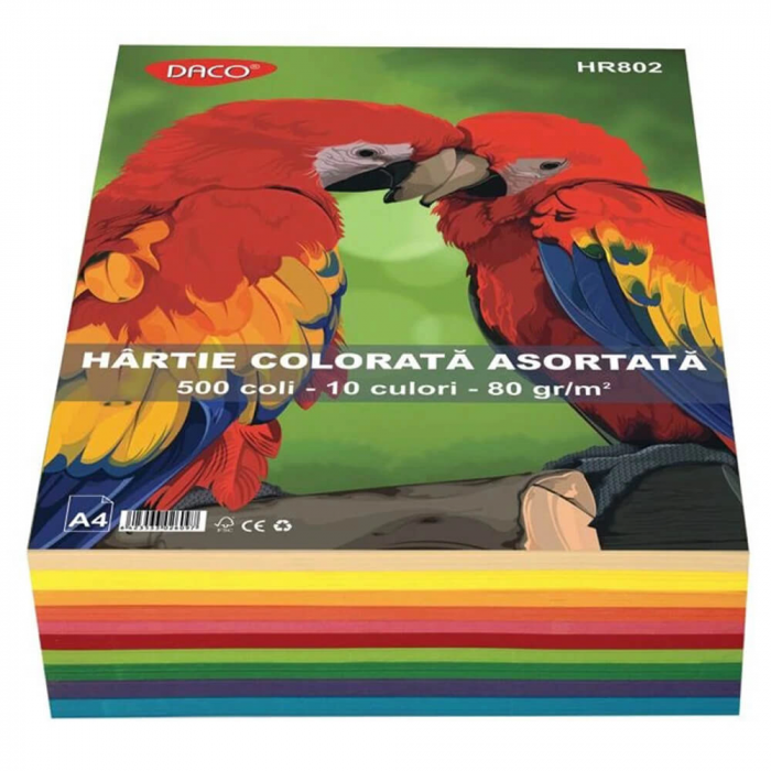 Hartie colorata A4 80 g/mp 500 coli 10 culori  - DACO [1]