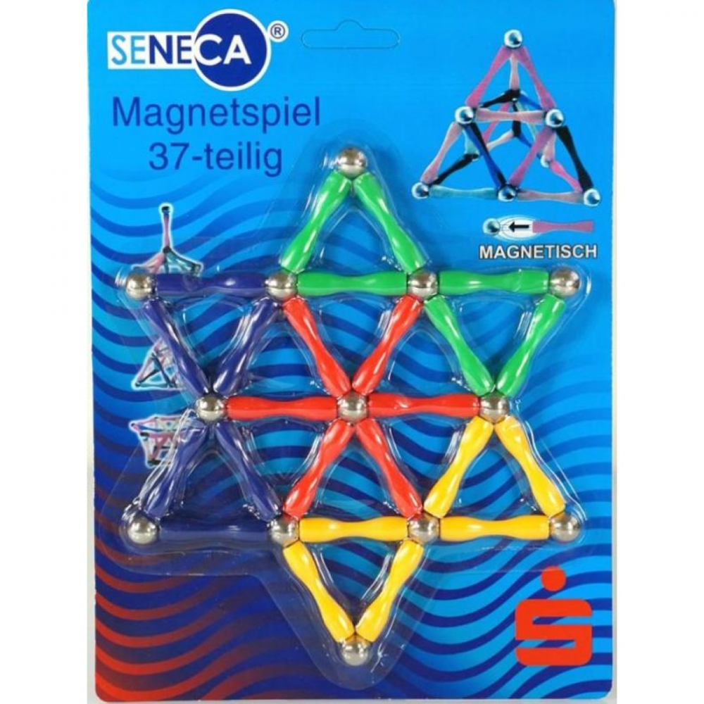 Joc de constructie magnetic, tije cu magnet in capat, set 37 piese colorate [1]