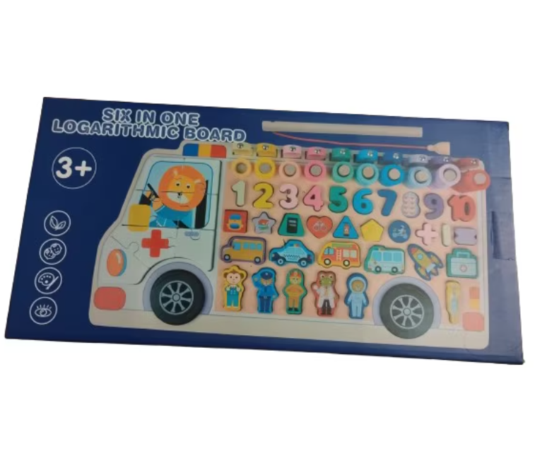 Joc logaritmic cu multiple activitati, Placa Montessori 6 in 1 in Forma de salvare [2]