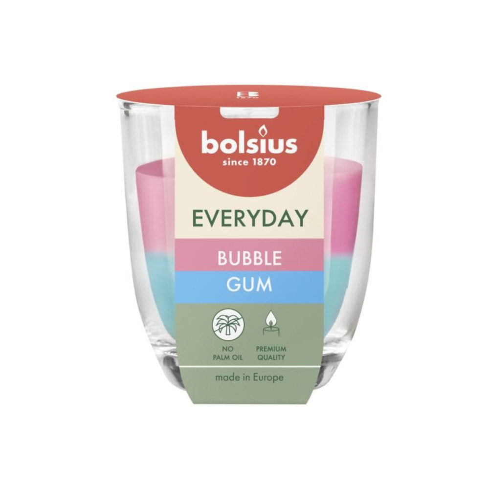 Lumanare parfumata Bolsius, Bubble gum, 21 ore ardere, 80 x 70mm [1]