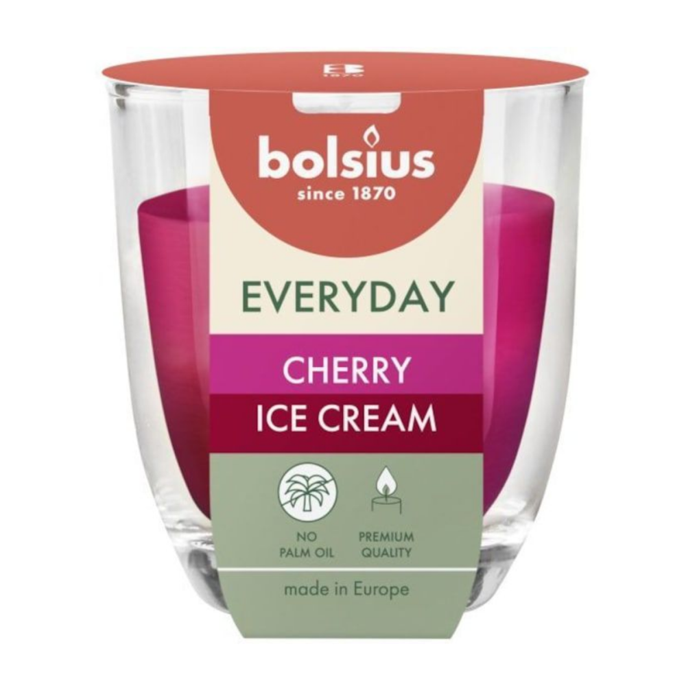 Lumanare parfumata in pahar Bolsius 2 culori Cherry Ice Cream, 21h [1]