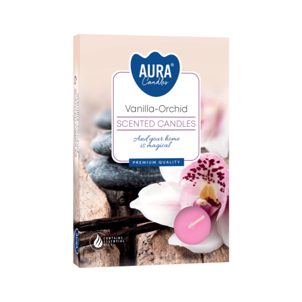 Lumanari parfumate, Bispol Aura Candles, Vanilie si orhidee, 6 bucati [1]