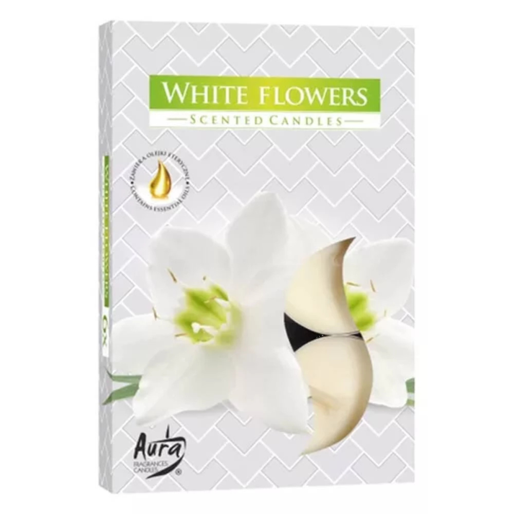 Lumanari parfumate, Bispol Aura Candles, White Flowers, 6 bucati [1]