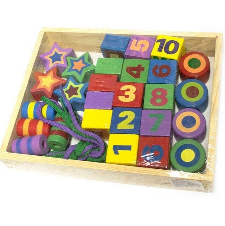 Margele mari din lemn de insirat, cu forme, cifre si culori,+3 ani [1]