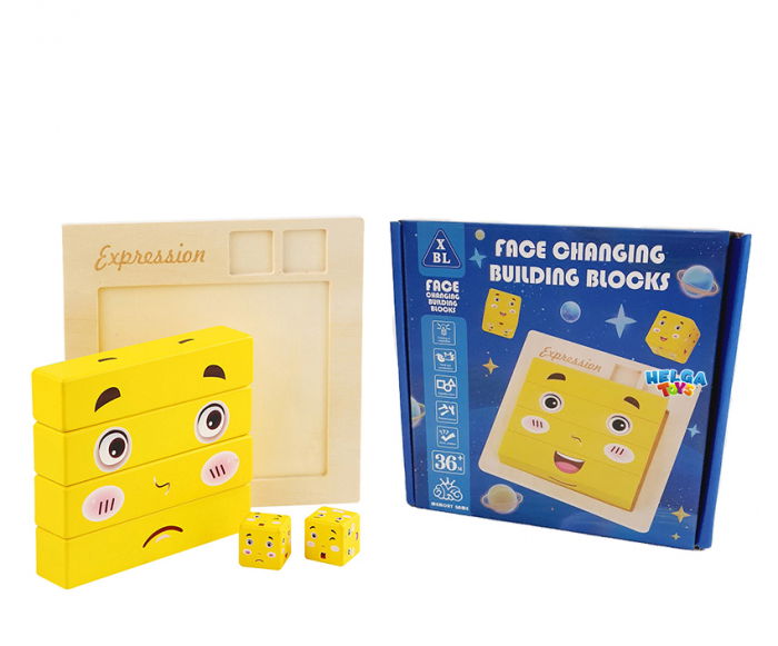 Puzzle cuburi lemn Emotii-Galben  - Ileana Prodexim [1]