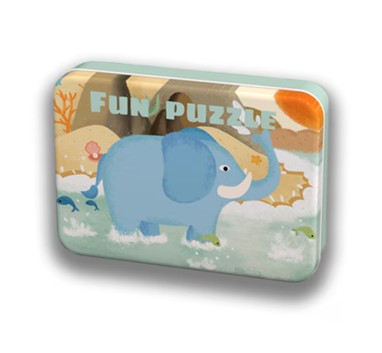 Puzzle Din Lemn In Cutie Metalica: Animale Jungla - Ileana Prodexim [1]