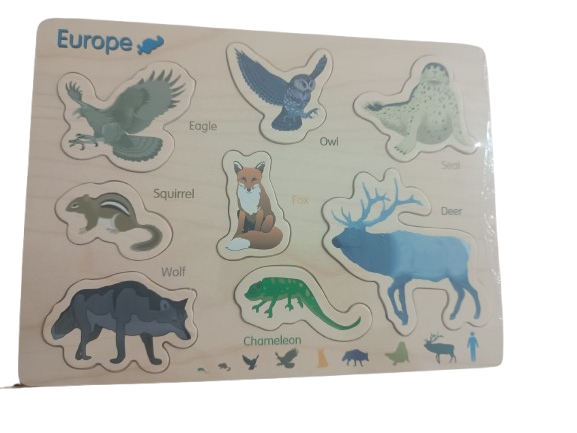 Puzzle Montessori FamousKids, Animale continentul Europa, 7 piese [1]