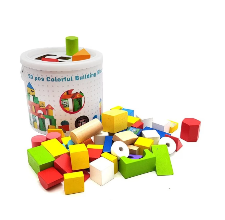 Set 50 Cuburi Constructie, lemn, 3 ani+ [1]