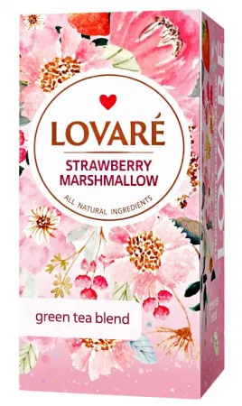 STRAWBERRY MARSHMALLOW - Amestec de ceai verde, capsuni si petale de albastrele - Lovare [1]