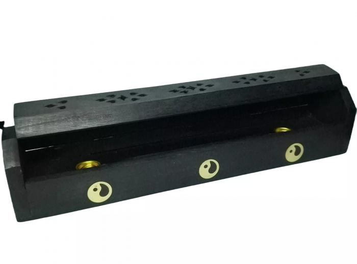 Suport lemn betisoare parfumate si conuri Cufar Negru [2]