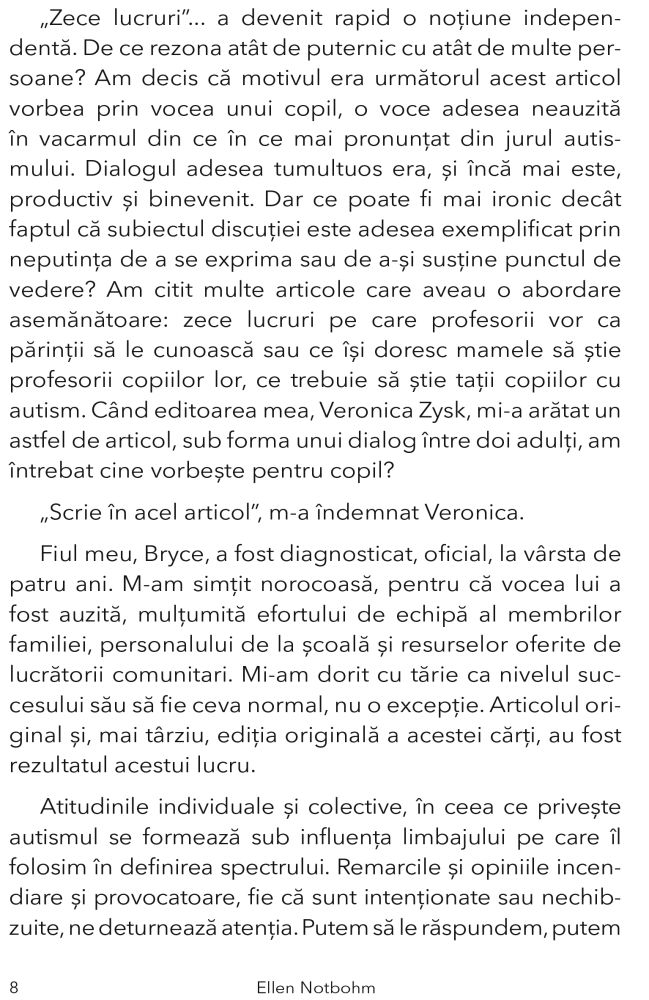 Zece lucruri pe care orice copil cu autism isi doreste sa le stie de Ellen Notbohm [4]