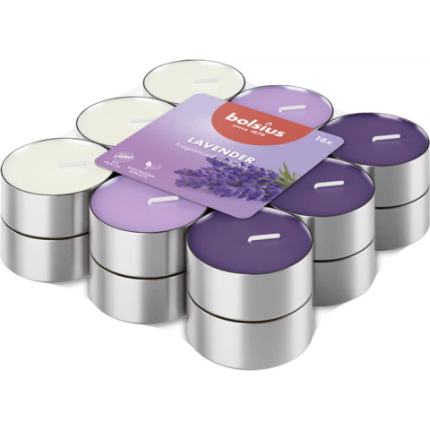 Set 18 lumanari, Bolsius, Lavanda, Mov