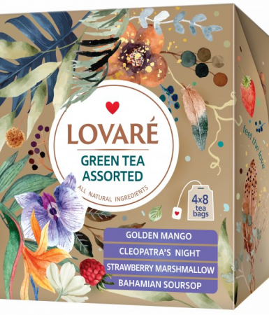 ASSORTED GREEN TEA. Ceai asortat de plante si fructe. 32 pliculete - Lovare [0]