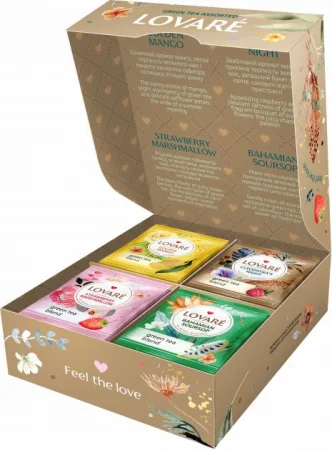 ASSORTED GREEN TEA. Ceai asortat de plante si fructe. 32 pliculete - Lovare [1]