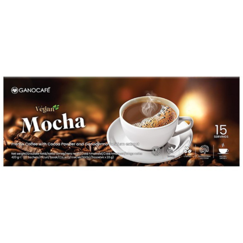 Ceai si Cafea - Cafea Ganocafe Vegan Mocha, 15 plicuri x 28 g