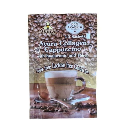 Cappuccino instant  Ayura cu Collagen, Hyaluron si Stevie, 15 pliculete