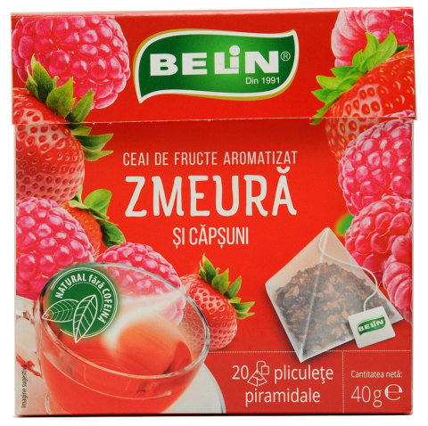 Ceai de Zmeura si Capsuni Belin, 20 plicuri piramidale, 40 gr [1]