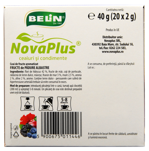 Ceai Fructe de Padure Albastre Belin, 20 plicuri piramidale, 40 gr [3]