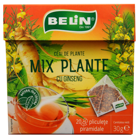 Ceai Mix Plante cu Ginseng Belin,  20 plicuri piramidale, 30 gr [1]