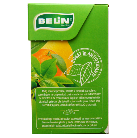 Ceai Verde cu Citrice Belin, 20 plicuri piramidale, 26 gr [2]