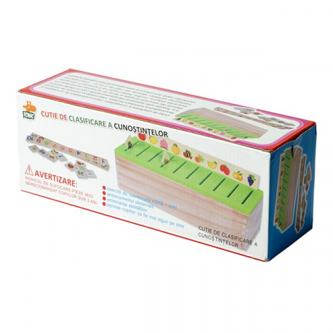 Jocuri si jucarii educative - Cutie de clasificare a cunostintelor, din lemn, 3 ani+
