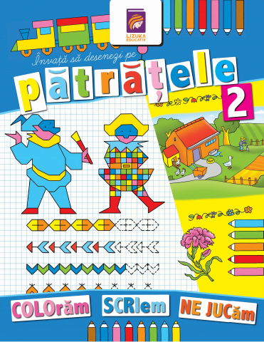 Carti pentru copii - Invata sa desenezi pe patratele 2. Carte de colorat