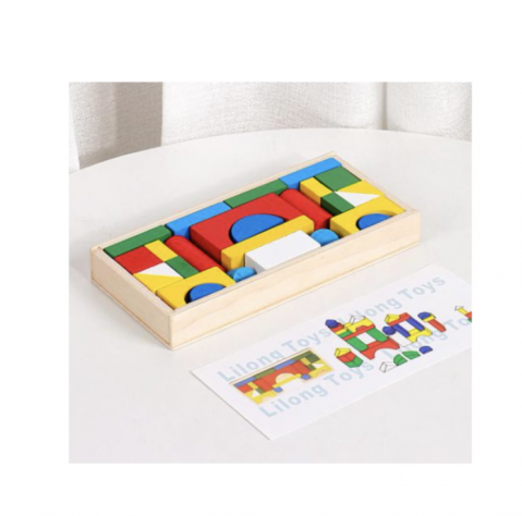 Joc cuburi constructii 26 de piese din lemn, 3 ani+ [0]